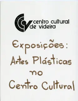 Este documento apresenta o logotipo e informações sobre exposições de artes plásticas no Centro Cultural de Videira. O material possui um design simples e informativo, provavelmente utilizado para divulgação de eventos culturais locais.
